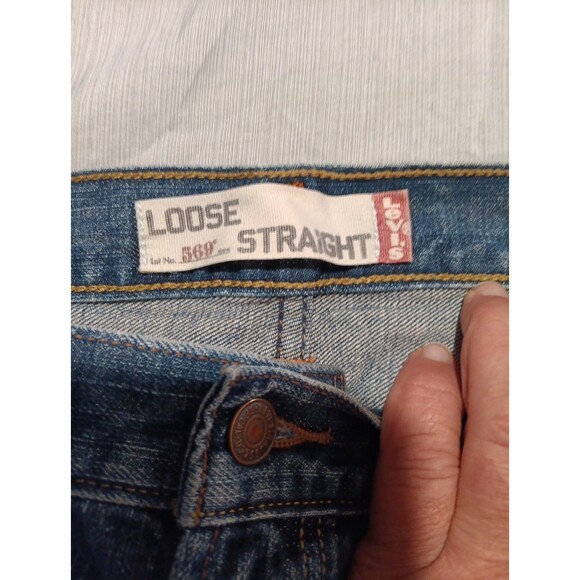 VTG Levi's 569 Loose Straight Jeans 36x30" Blue Baggy Red Tab Medium Wash Y2K - Picture 3 of 11